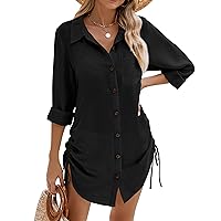 Blooming Jelly Womens Bathing Suit Cover Up Bikini Swimsuit Coverups Button Down Summer Beach Dress Shirt