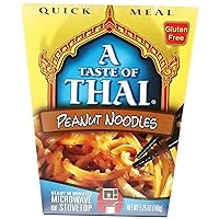 Peanut Noodles - 5.25oz Single Pack Heat & Eat Instant Noodles Flavored with Classic Thai Sauce | Gluten-Free | Ideal Vegan Meal | Perfect Side for Chicken Fish & Meat Entrees