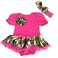 Petitebella Camouflage Rose Hot Pink Bodysuit Camo Baby Dress Nb-18m