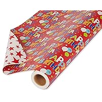 American Greetings Reversible Birthday Wrapping Paper, Floral, Cupcakes, and Polka Dots (4 Rolls, 120 Sq. ft)