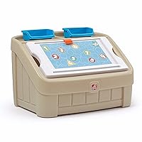 2-in-1 Toy Box and Easel Lid for Kids, Playroom Storage and Organizer, Lid Coverts to Art Table, Ages 2+ Years Old, Tan