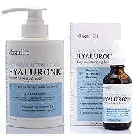 Elastalift Hyaluronic Acid Body Cream + Plumping Hyaluronic Facial Moisturizer Booster Skin Care Routine 2-Pack Bundle. Anti-Aging Hydrating Hyaluronic Acid Lotion & Serum Repairs Dry Skin & Wrinkles