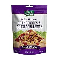 Fresh Gourmet Dried Cranberries & Glazed Walnuts | 3.5 Ounce, Pack of 9 | Crunchy Snack and Salad Topper