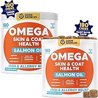 Omega 3 Alaskan Fish Oil Treats for Dogs - Peanut Butter + Chicken, Dry & Itchy Skin Relief + Allergy Support - Shiny Coats - EPA&DHA Fatty Acids - Natural Salmon Oil Chews Promotes Heart, Brain, Hip