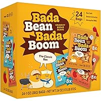 Bada Bean Bada Boom Plant-Based Protein, Gluten Free, Vegan, Crunchy Roasted Broad (Fava) Bean Snacks, 110 Calorie Packs, The Classic Box Variety Pack, 1 Ounce (Pack of 24)