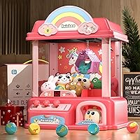 DOLIVE Claw Machine for Kids, Mini Vending Machines Arcade Candy Indoor Claw Game Prizes Toy, Electronic Pink Cool Fun Things Small Christmas Toys for Girls, Gifts for Girl 5 6 7 8 9 10 Year Old