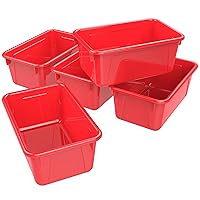 Storex Small Cubby Bins, Pack of 5, 12.2 x 7.8 x 5.1 Inches, Red (62415U05C)