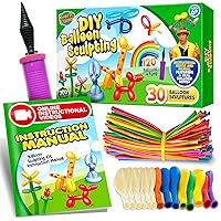 DIY Balloon Animal Kit for beginners. Twisting & Modeling balloon Kit 30 + Sculptures,100 Balloons for balloon animals, Pump and Manual. Party Fun Activity/Gift for, Teens Boys and Girls