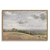 InSimSea Framed Canvas Wall Decor, 16x24in Large Farmhouse Nature Scenery Sky Clouds Valley Grassland Wall Art Prints, Classical Retro Paintings Home Decor for Living Room Bedroom Office