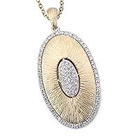 14k Yellow and White Gold Oval Shaped Diamond Pendant with .36 cttw H-I1 Color SI2-I1 Clarity