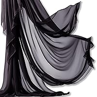 | Chiffon Fabric | Decoration, Drapery Fabric | Wedding, Gender Reveal, Baby Shower, Birthday | for Arbor, Arch, Canopy, Table and Chair Decoration (Black, 10 Yards)