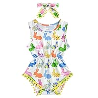 UNICOMIDEA Baby Girls Outfit Newborn Romper Jumpsuits Sleeveless One-Piece Clothes 0-24 Months Bodysuit with Headband