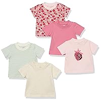 Amazon Essentials Baby Girls' Short-Sleeve Tee, Pack of 5