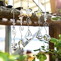 H&D HYALINE & DORA 5PCS Suncatchers Crystal Drop Prisms Glass Rainbow Maker Chandelier Beads Window Hanging Crystals Sun Catcher for Home Garden