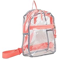 Eastsport 100% Transparent Clear MINI Backpack (10.5 by 8 by 3 Inches) with Adjustable Straps, Clear/Peach Cluster
