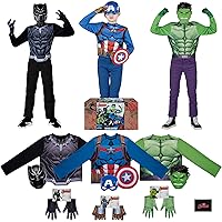 Marvel Official Child Halloween Costume Dress-Up Box - Medium-Size Tops, Gloves, and Plastic Masks