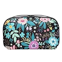 Electronics Organizer, Artistic Flowers Small Travel Cable Organizer Carrying Bag, Compact Tech Case Bag for Electronic Accessories, Cords, Charger, USB, Hard Drives