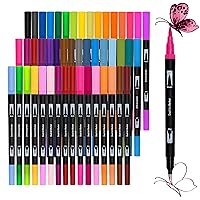MAIKEDEPOT Felt Tip Pen, 10pcs Sign Brush Pens Assorted Colors Brush Tip Pens Water Based Journaling Pen Set for Beginners Kids Adult Lettering