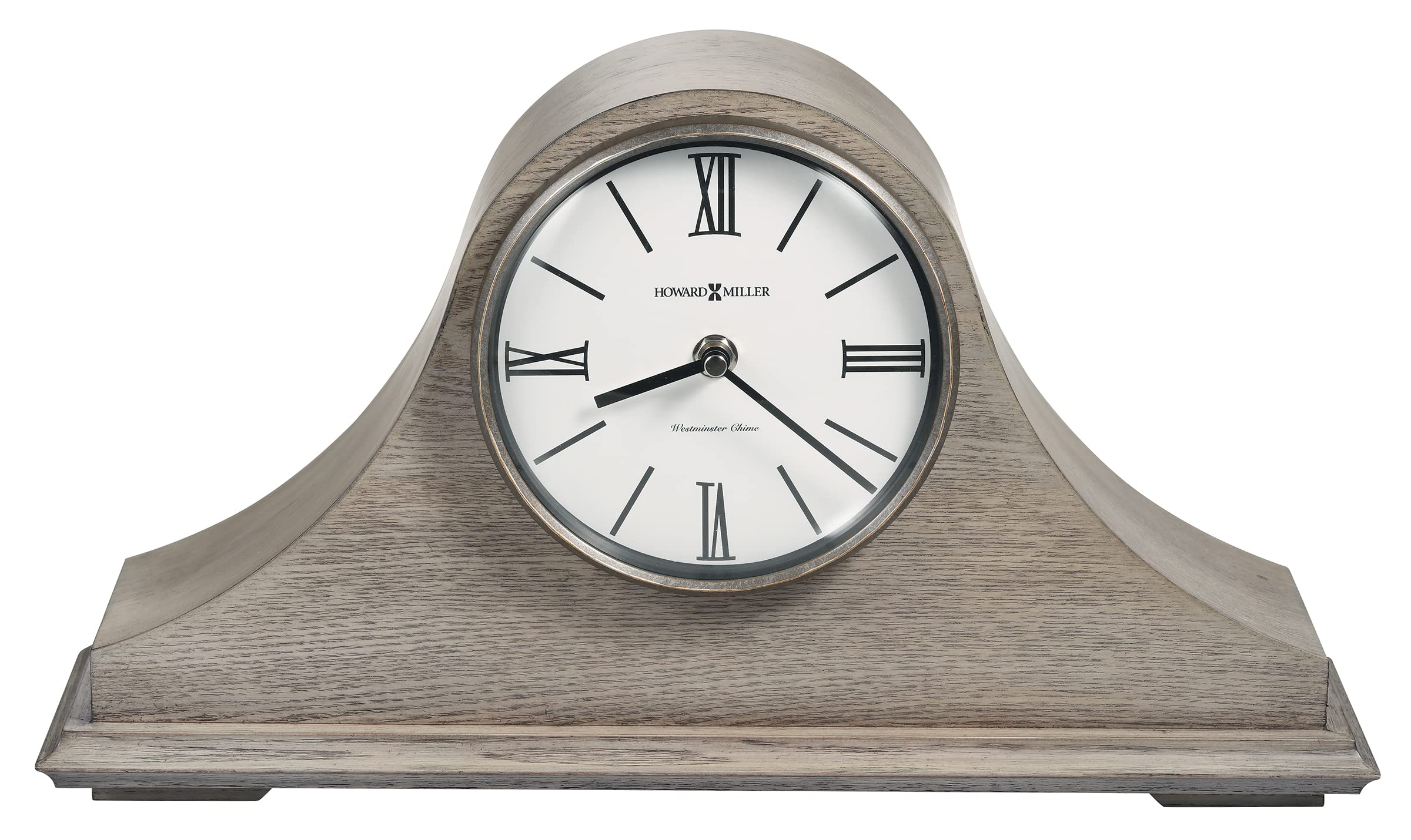 Howard Miller Meade Mantel Clock 547-613 – Seaside Gray Finish, Charcoal Gray Accents, Antique Home Décor, Automatic Nighttime Chime Shut Off, Quartz Single-Chime Movement