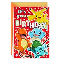 Hallmark Pokémon Pop Up Birthday Card for Kids (Pikachu, Squirtle, Charmander, Bulbasaur)