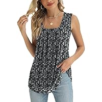 Ivicoer Women's Sleeveless Tank Tops Square Neck Double Layers Flowy Blouse Tunic Shirts S-XXL