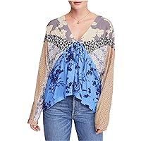 Free People Womens Aloha Patchwork Floral Blouse