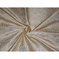 Art Silk Brocade Fabric, Gold & Ivory, 44 inches, Dry Clean Only