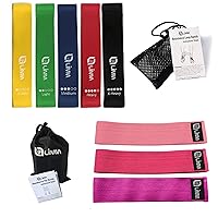 Booty Resistance Bands for Working Out - Bundle of Limm Resistance Bands Exercise Loops (Set of 5, 12-inch Workout Bands) and Limm Booty Bands (Set of 3 Cotton/Cloth Fabric Bands)
