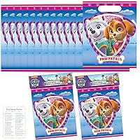 Unique Paw Patrol Party Favor Bags Set – 16 Girl Paw Patrol Goodie Bags, Checklist – Skye Paw Patrol Birthday Decorations Girl, Paw Patrol Everest and Skye Birthday Decorations