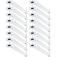 16 Pack LED Shop Light for Workshop Garage 4FT, Plug in Linkable Utility Light Fixtures, 260W=40W, 5000K Daylight, 4500 LM, Clear Lens, Pull Chain, Hanging/Mounted, ETL, Energy Star