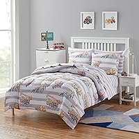 Kids Bedding Set Bed in a Bag for Boys and Girls Toddlers Printed Sheet Set and Comforter , Full, Trucks