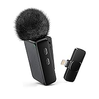 Super Clear Audio Wireless Lavalier Microphone for iPhone with Noise Cancelling, 70ft Transmission, 20H Battery Life, Auto Sync, Microphones for YouTube Interview Vlog Livestream & Podcast