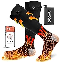 Heated Socks for Men Women with APP Control,5000mAh Rechargeable Electric Heated Socks,4 Heating Settings,Outdoor Camping Skiing Hunting