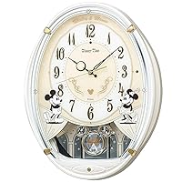 Seiko Clock FW579W Wall Clock, Character, Disney Mickey Mouse, Minnie Mouse, Radio, Analog, 6 Songs, Melody, Mickey & Friends, Disney Time, White, Pearl