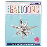 Silver 12-Point Large 3D Star Foil Balloons, 5-Pack - Large & Durable Party Decoration, Perfect for Any Celebrations