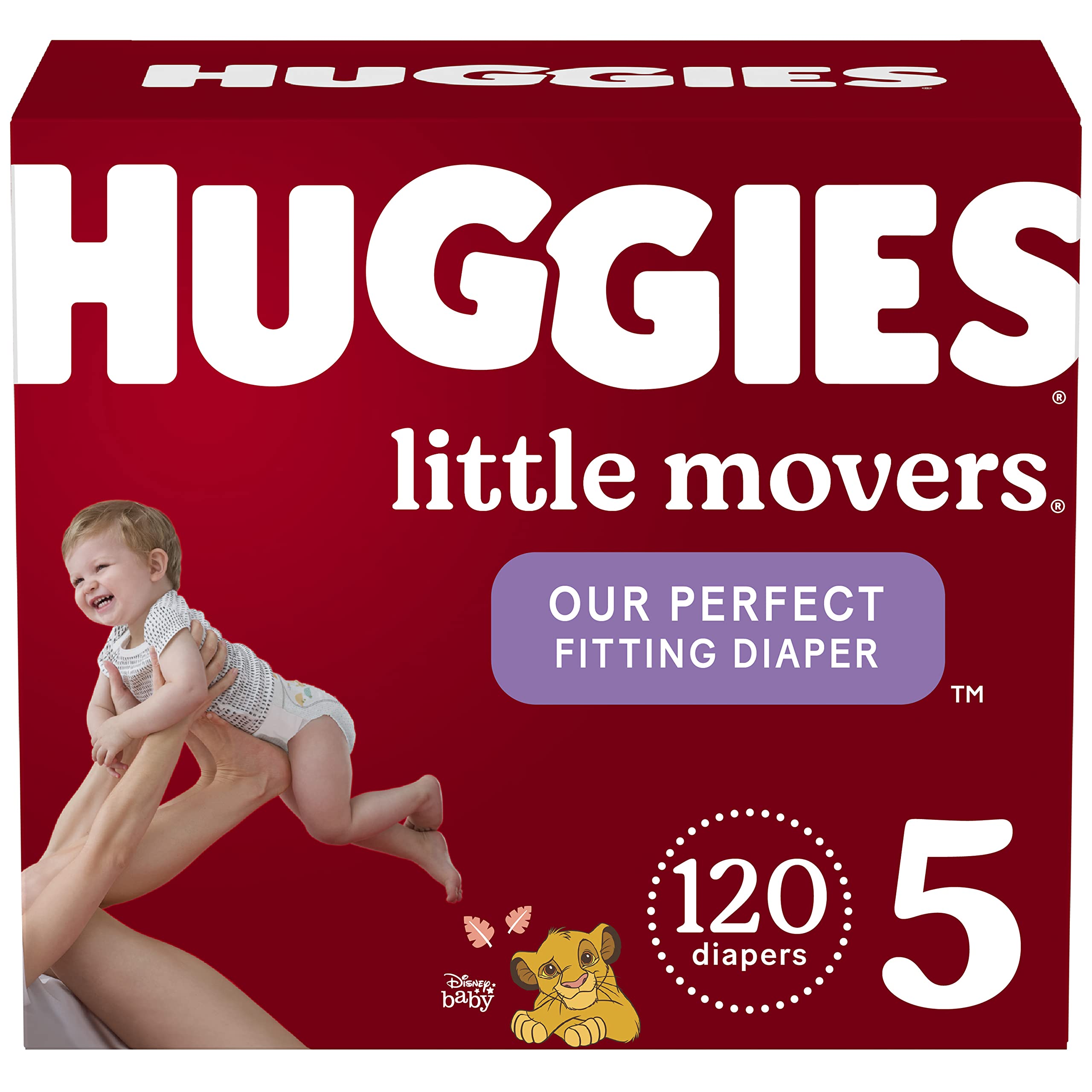 Baby Diapers and Wipes Bundle: Huggies Little Movers Size 5, 120ct & Natural Care Sensitive Baby Diaper Wipes, Unscented, 12 Flip-Top Packs (768 Wipes Total) (Packaging May Vary)