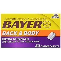 Extra Strength Caplets, Extra Strength Back & Body Pain Aspirin, 50 ct