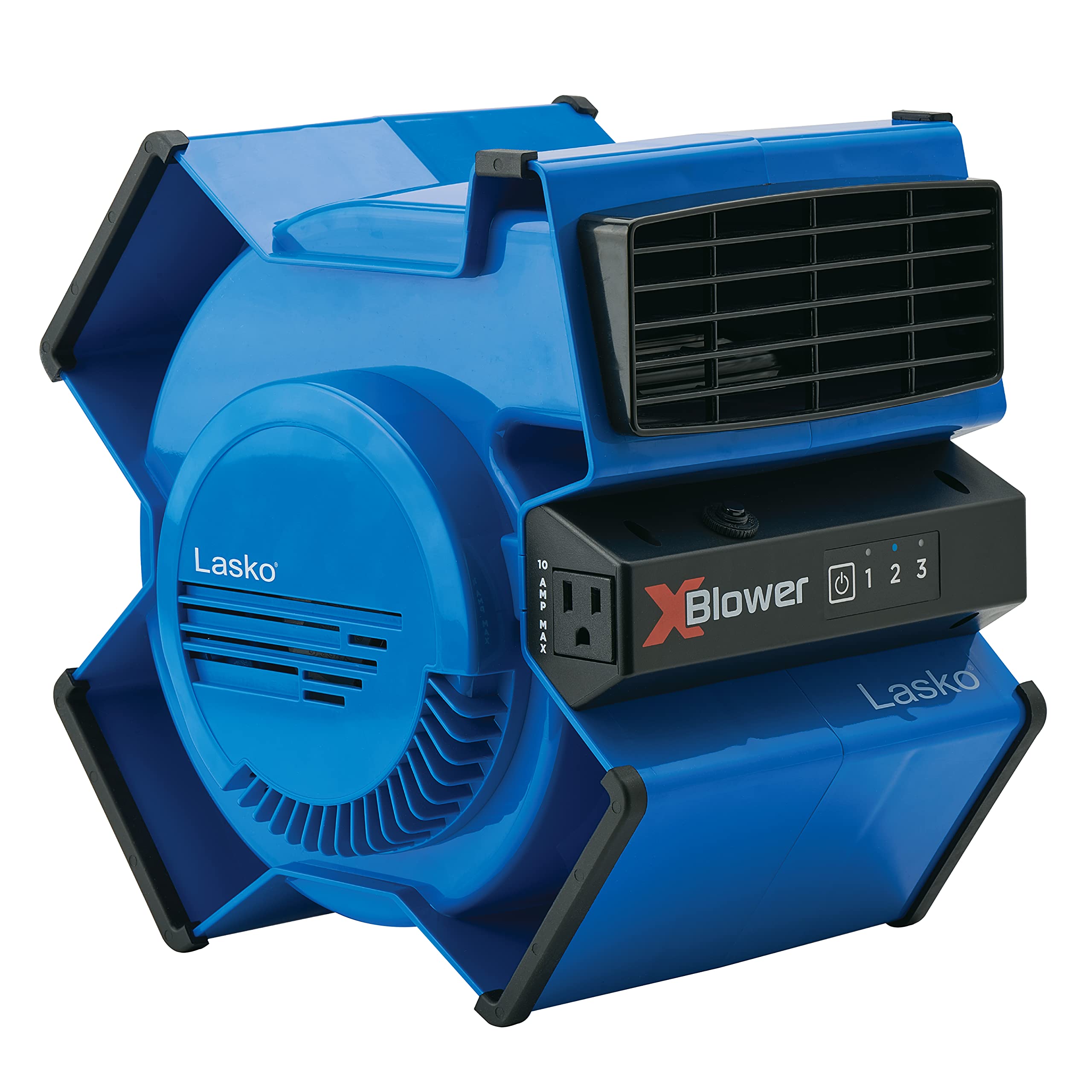 Lasko High Velocity X-Blower Air Mover Utility 3-Speed 6-Position Fan, 11x9x12, Blue & High Velocity Pro-Performance Pivoting Utility Fan for Cooling, Ventilating, Black Grey U15617