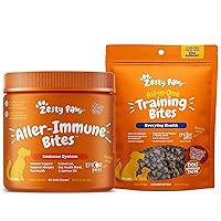 Zesty Paws Allergy Immune Supplement for Dogs - with Omega 3 Salmon Fish Oil + Training Treats for Dogs & Puppies - Hip, Joint & Muscle Health
