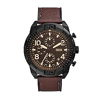 Fossil Bronson Men's Watch with Stainless Steel Bracelet or Genuine Leather Band, Chronograph or Three-Hand Analog Display