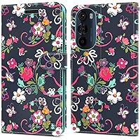 CoverON Wallet Pouch for Motorola Edge 2022 / Moto Edge 5G UW (2022) Leather Case, RFID Blocking Flip Folio Stand Phone Cover - Floral