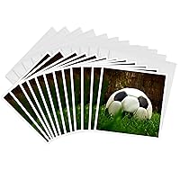 3dRose Black Soccer Ball - Greeting Cards, 6 x 6 inches, set of 12 (gc_3538_2)