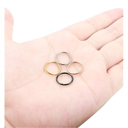 ORAZIO 2-5Pcs 16G Stainless Steel Nose Ring Body Piercing Ear Hoop Seamless Clicker Ring