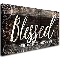 MESESE Blessed Home Quote Canvas Wall Art|Brown Wall Decor for Living Room|Blessed is the home Christian Wall Art|Ready to Hang Wall Picture for Dining Room Bedroom Decoration