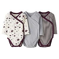 Moon and Back Hanna Andersson Baby Boys' Organic Cotton Long-Sleeve Side Snap Bodysuit, Pack of 3