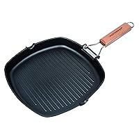Non-Stick Grill Pan with Folding Wooden Handle, 8