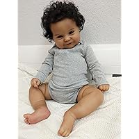 TERABITHIA 24 Inch 3-6 Month Real Baby Size Hand Rooted Hair Sweet Smile African American Realistic Newborn Baby Dolls Dark Brown Skin Lifelike Reborn Toddler Girl Doll That Look Real and Feel Real