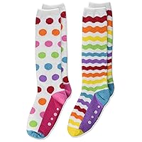 Jefferies Socks Girl's Colorful Rainbow Fuzzy Slipper Knee High Socks 2 Pack