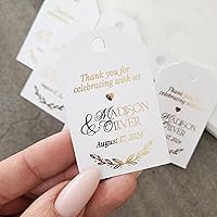 Personalized Wedding & Engagement Favor Tags, Gold Foiled Thank You for Celebrating with Us, Silver & Rose Gold Options, Perfect for Gift Bags and Special Occasions (3