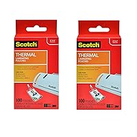 Scotch Thermal Laminating Pouches, 2.4 x 4.2-Inches, ID Badge Without Clip, 2 Pack, 200-Pouches Total (TP5852-100)